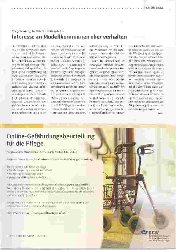 Vorschauseite 1: Interesse an Modellkommunen eher verhalten