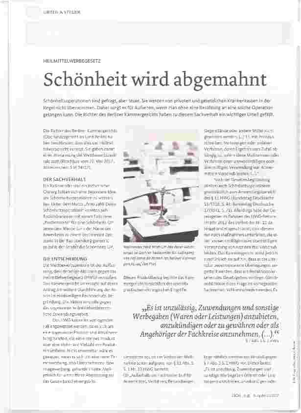 Vorschauseite 1: Schönheit wird abgemahnt