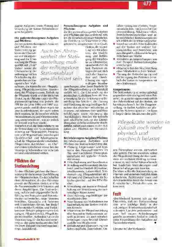 Vorschauseite 3: Die Aufgaben müssen neu verteilt werden Die Rolle der Stationsleitung im Krankenhaus der Zukunft