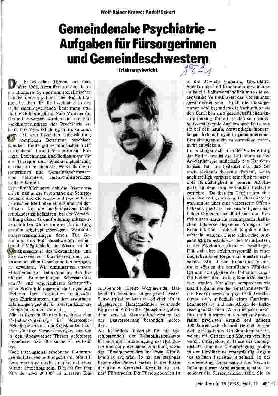 Vorschauseite 1: Gemeindenahe Psychiatrie - Aufgaben für Fürsorgerinnen und Gemeindeschwestern