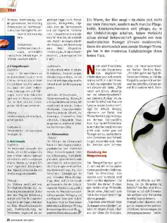 Vorschauseite 1: Therapie mit Blutegeln