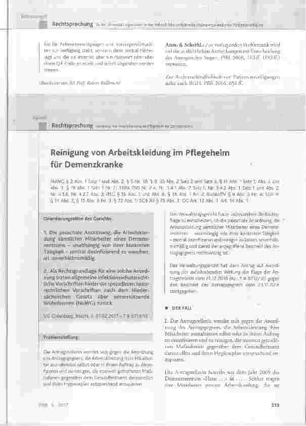 Vorschauseite 1: Reinigung von Arbeitskleidung im Pflegeheim für Demenzkranke