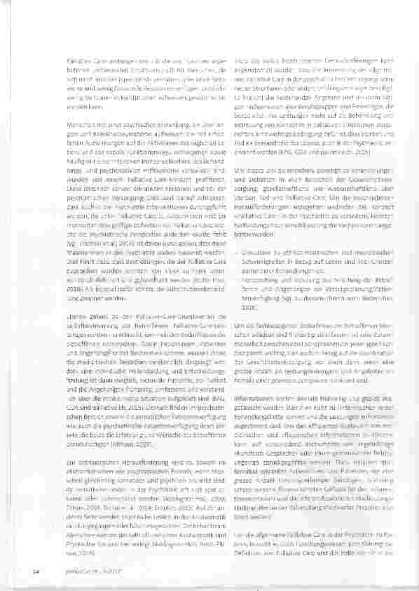 Vorschauseite 2: Die Umsetzung der «Nationalen Leitlinie Palliative Care» in der psychiatrischen Versorgung