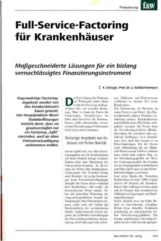 Vorschauseite 1: Full-Service-Factoring für Krankenhäuser