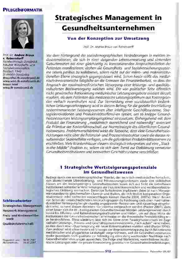 Vorschauseite 1: Strategisches Management in Gesundheitsunternehmen