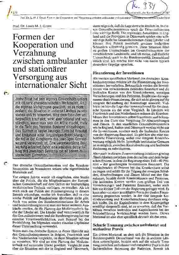 Vorschauseite 1: Formen der Kooperation und Verzahnung zwischen ambulanter und stationärer Versorgung aus internationaler Sicht