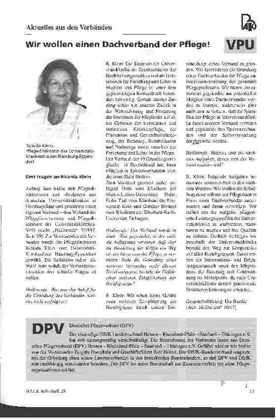 Vorschauseite 1: Wir wollen einen Dachverband der Pflege!