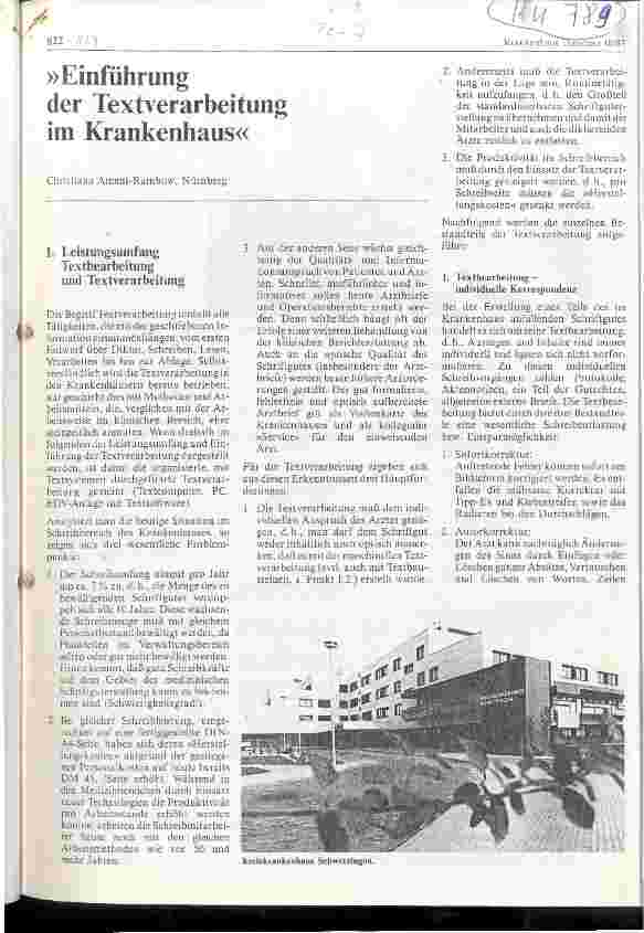 Vorschauseite 1: Einführung der Textverarbeitung im Krankenhaus