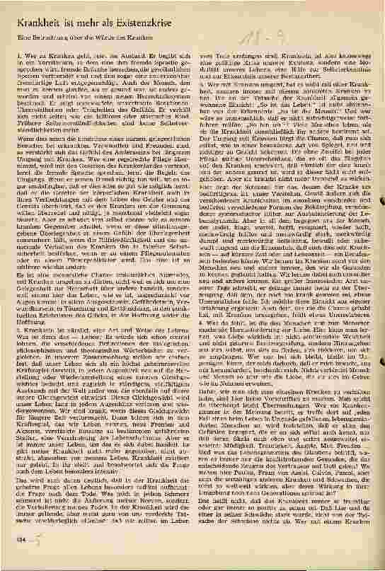 Vorschauseite 1: Krankheit ist mehr als Existenzkrise