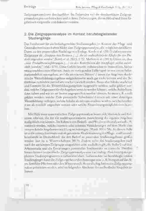 Vorschauseite 4: Entwicklung berufsbegleitender Studiengänge in den Pflegeund Gesundheitswissenschaften die Zielgruppen und der Bedarf an Lernergebnissen