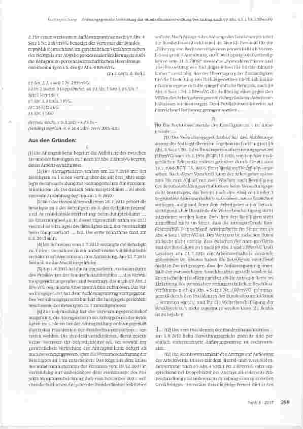Vorschauseite 2: Ordnungsgemäße Vertretung der Bundesfinanzverwaltung bei Antrag nach §9 Abs. 4 S. 1 Nr. 2 BPersVG