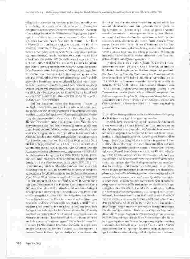 Vorschauseite 3: Ordnungsgemäße Vertretung der Bundesfinanzverwaltung bei Antrag nach §9 Abs. 4 S. 1 Nr. 2 BPersVG