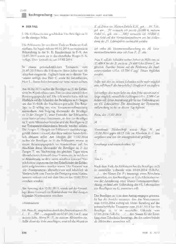 Vorschauseite 2: Nahe Todesgefahr als Voraussetzung eines Drei-Zeugen-Testaments