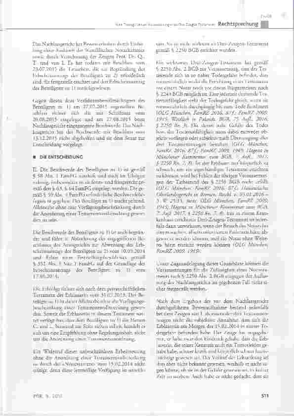 Vorschauseite 3: Nahe Todesgefahr als Voraussetzung eines Drei-Zeugen-Testaments