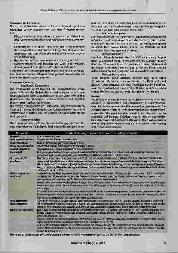Vorschauseite 2: Unterricht: Reflexiver Dialog am Beispiel einer Gesprächssituation im psychiatrischen Kontext