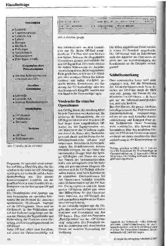 Vorschauseite 4: Möglichkeitendes Einsatzes der EDV im Operationsdienst Erleichterungen für das Krankenpflegepersonal