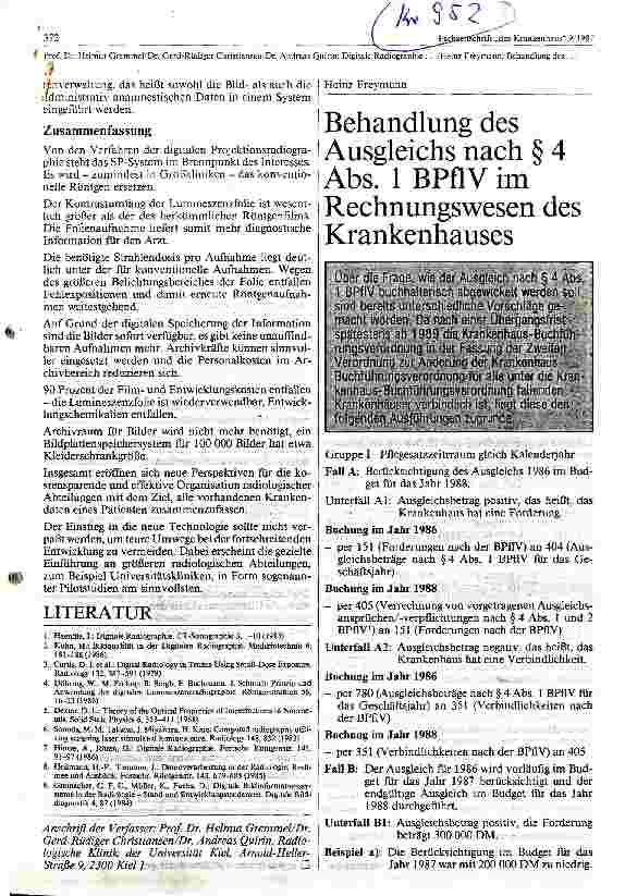 Vorschauseite 1: Behandlung des Ausgleichs nach Paragraph 4 Abs. 1 BPflV im Rechnungswesen des Krankenhauses