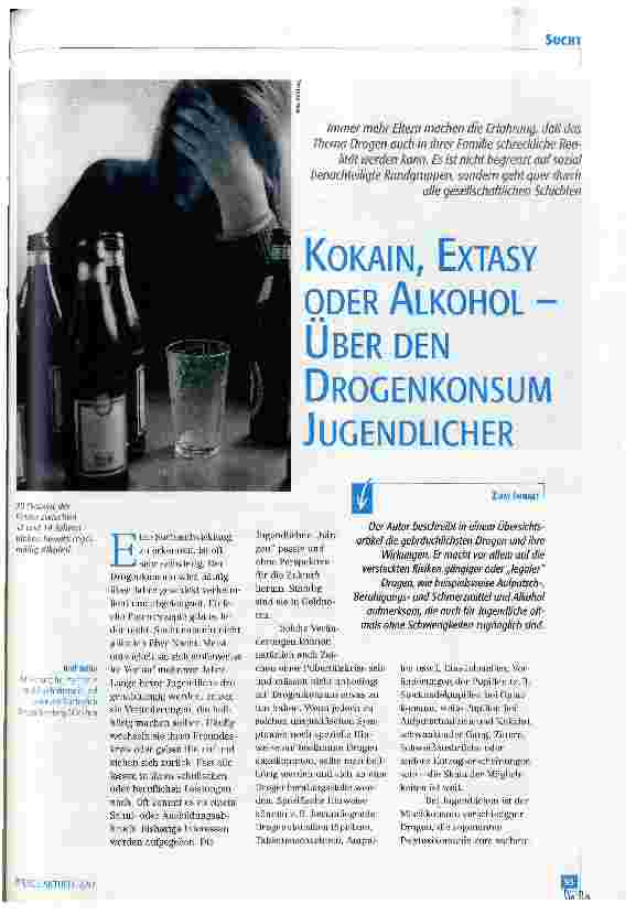 Vorschauseite 1: Kokain, Extasy oder Alkohol - über den Drogenkonsum Jugendlicher