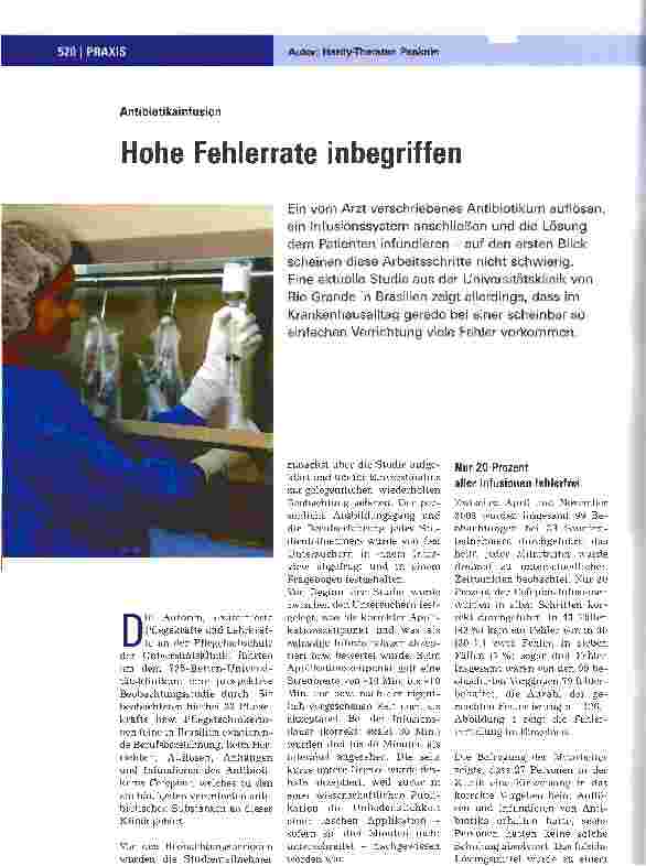 Vorschauseite 1: Antibiotikainfusion - Hohe Fehlerrate inbegriffen