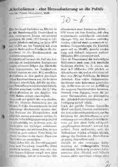 Vorschauseite 1: Alkoholismus - eine Herausforderung an die Politik