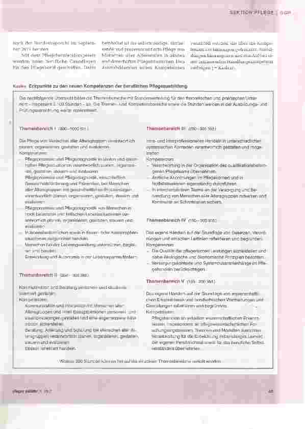 Vorschauseite 2: Reform der Pflegeausbildung Palliative Situation oder sinnvolle Kuration des Pflegeberuies?