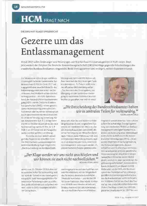 Vorschauseite 1: Gezerre um das Entlassmanagement