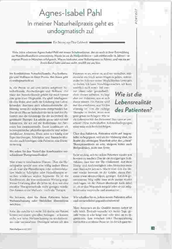 Vorschauseite 2: Agnes-Isabel Pahl ln meiner Naturheilpraxis geht es undogmatisch zu!
