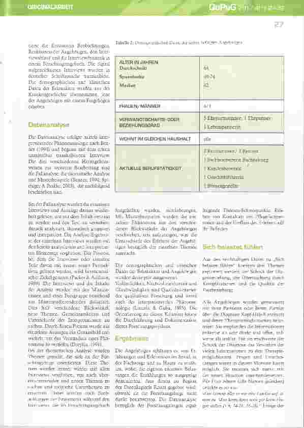 Vorschauseite 4: Angehörige erwachsener Patientinnen, Patienten mit Kopf-Hals-Karzinomen; dasErleben ihres Einbezuges in die Pflege -eine interpretierende phänomenologischeUntersuchung