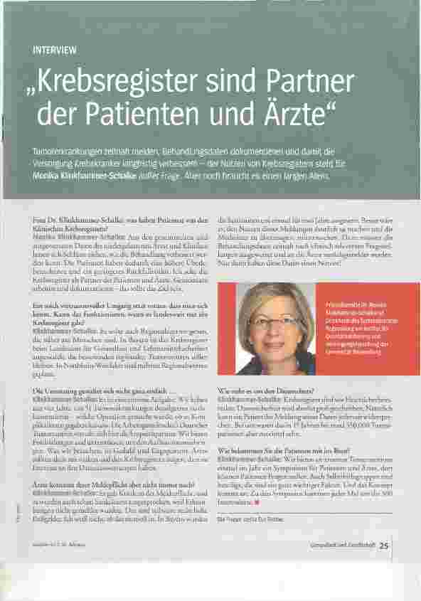 Vorschauseite 1: „Krebsregister sind Partner der Patienten und Ärzte“