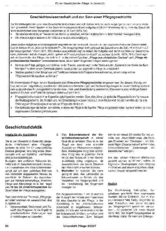 Vorschauseite 3: Geschichte der Pflege im Unterricht
