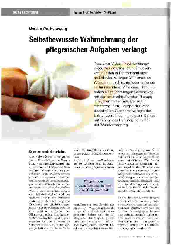 Vorschauseite 1: Selbstbewusste Wahrnehmung der pflegerischen Aufgaben verlangt