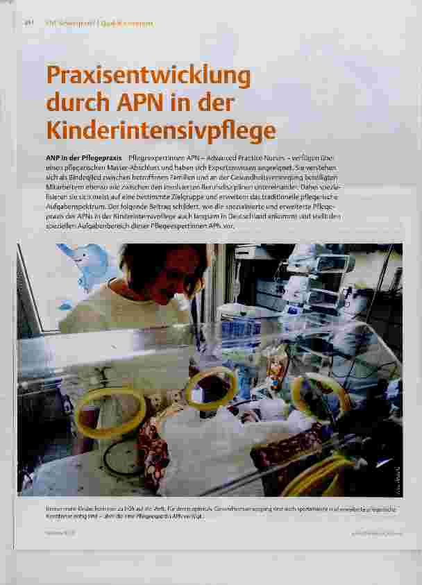 Vorschauseite 1: Praxisentwicklung durch APN in der Kinderintensivpflege