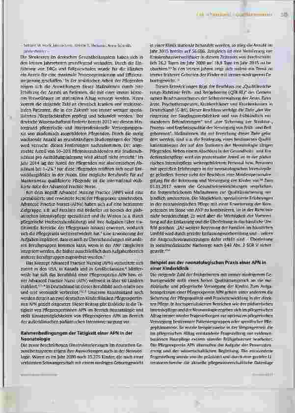 Vorschauseite 2: Praxisentwicklung durch APN in der Kinderintensivpflege