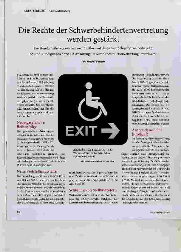 Vorschauseite 1: Die Rechte der Schwerbehindertenvertretung werden gestärkt