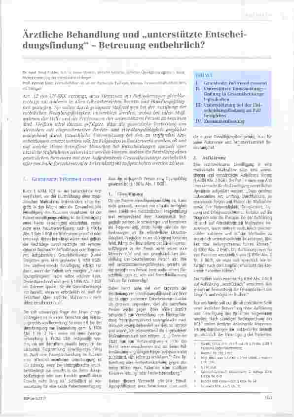 Vorschauseite 1: Ärztliche Behandlung und „unterstützte Entscheidungsfindung Betreuung entbehrlich?