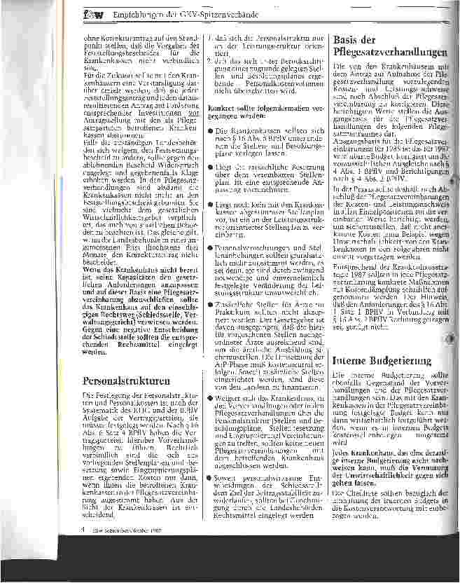 Vorschauseite 3: Pflegesatzverhandlungen 1987/88: Empfehlungen der GKV-Spitzenverbände