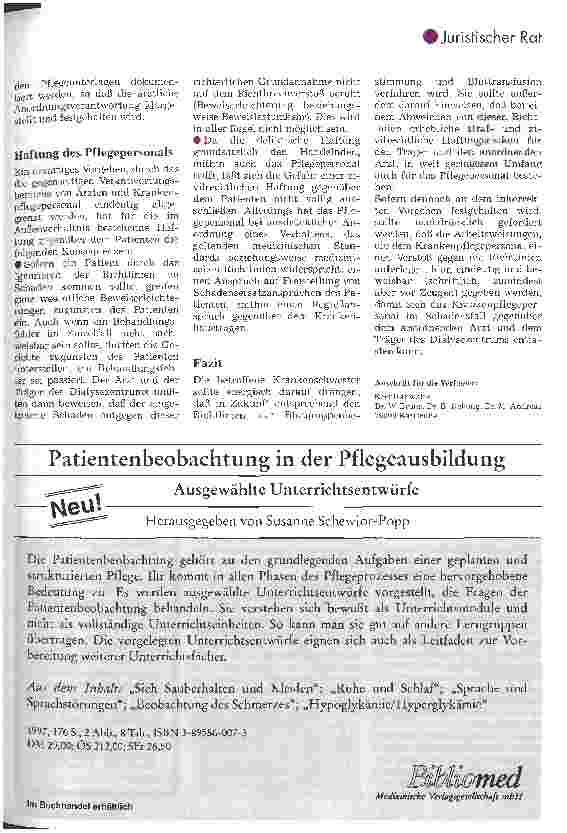 Vorschauseite 3: Richtlinienverstoß bei Bluttransfusionen Wie verhält sich das Pflegepersonal?
