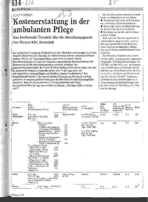Vorschauseite 1: Kostenerstattung in der ambulanten Pflege Eine bundesweite Übersicht über sie Abrechnungspraxis