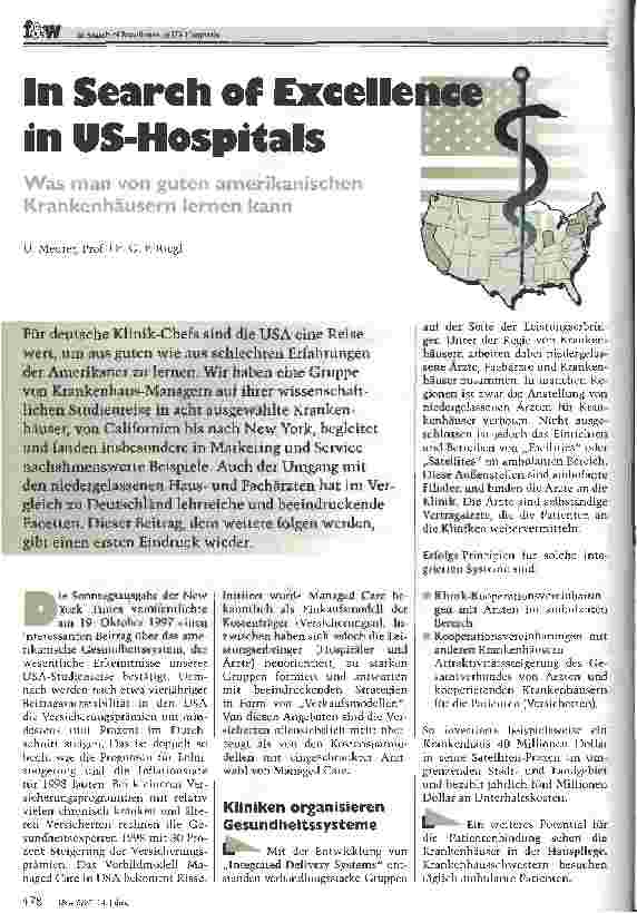 Vorschauseite 1: In Search of Excellence in US-Hospitals Was man von guten amerikanischen Krankenhäusern lernen kann