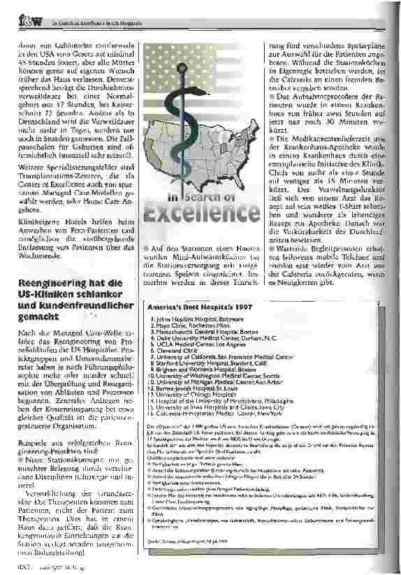 Vorschauseite 4: In Search of Excellence in US-Hospitals Was man von guten amerikanischen Krankenhäusern lernen kann