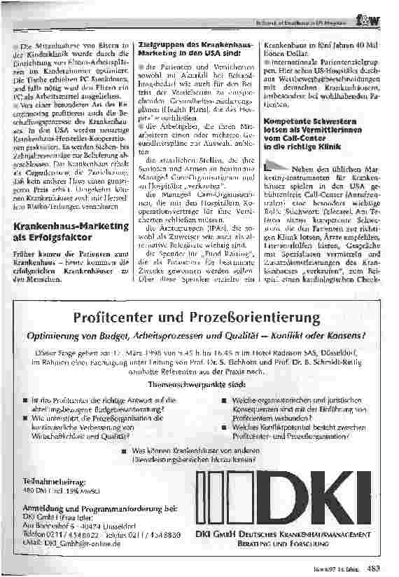 Vorschauseite 5: In Search of Excellence in US-Hospitals Was man von guten amerikanischen Krankenhäusern lernen kann