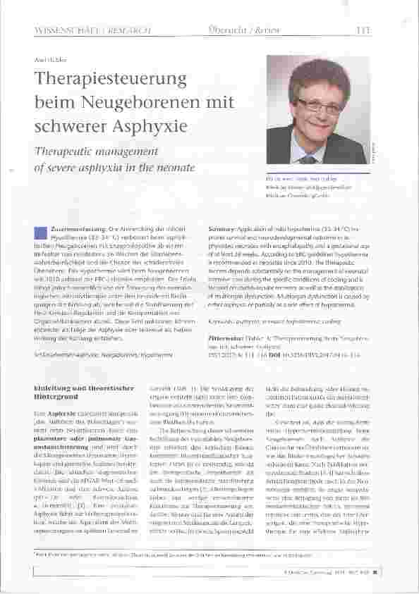 Vorschauseite 1: Therapiesteuerung beim Neugeborenen mit schwerer Asphyxie
