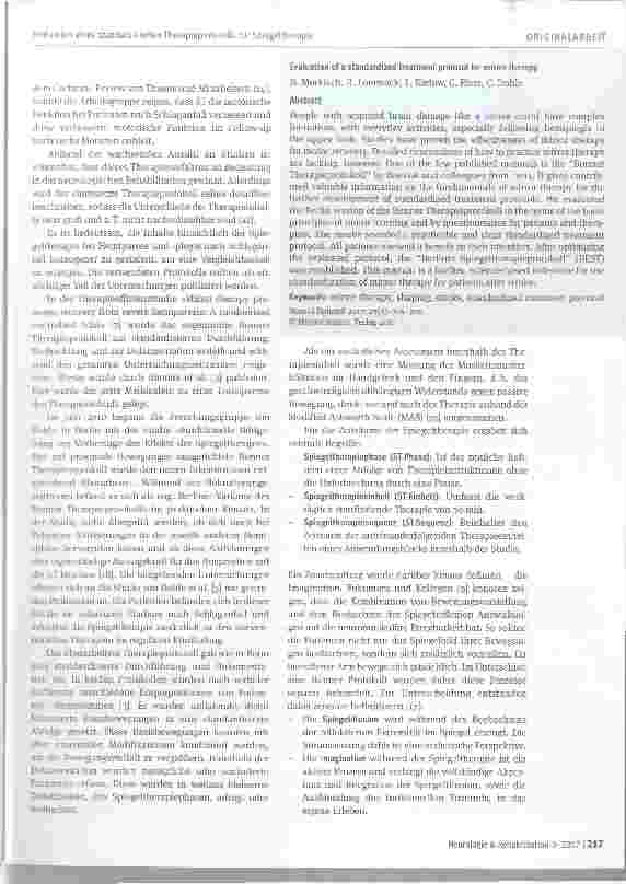 Vorschauseite 2: Evaluation eines standardisierten Therapieprotokolls zur Spiegeltherapie