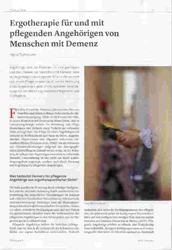 Vorschauseite 1: Ergotherapie für und mit pflegenden Angehörigen von Menschen mit Demenz