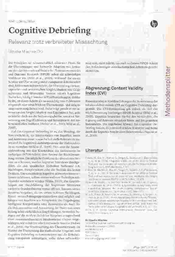 Vorschauseite 1: Cognitive Debriefing