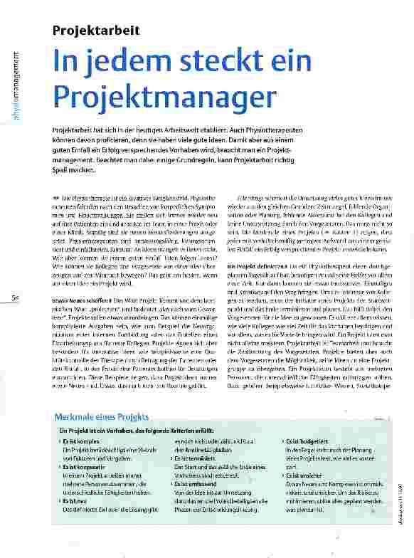 Vorschauseite 1: Projektarbeit In jedem steckt ein Projektmanager