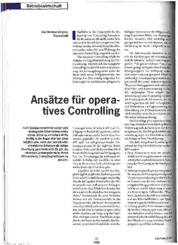 Vorschauseite 1: Ansätze für operatives Controlling