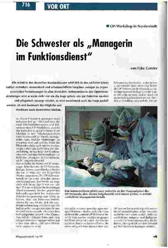 Vorschauseite 1: OP-Workshop in Norderstedt: Die Schwester als Managerin im Funktionsdienst