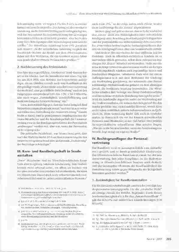 Vorschauseite 2: Freie Mitarbeiter und Mitbestimmung im öffentlich-rechtlichen Rundfunk