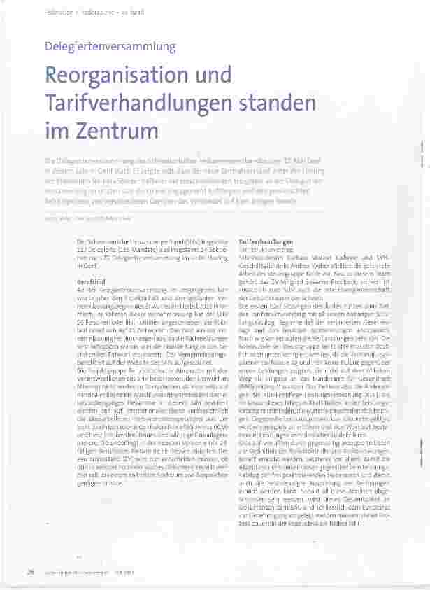 Vorschauseite 1: Reorganisation und Tarifverhandlungen standen im Zentrum